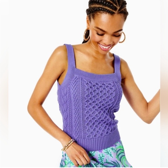 Lilly Pulitzer Tops - Lilly Pulitzer Evanie Sweater Tank Mystical Purple Womens Size M